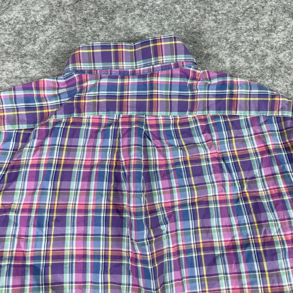 Ralph Lauren Button Down Shirt Mens L Purple Plaid Long Sleeve Pony Classic Fit
